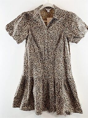 J. Crew Factory Leopard-Print Mini Dress in Brown and Black